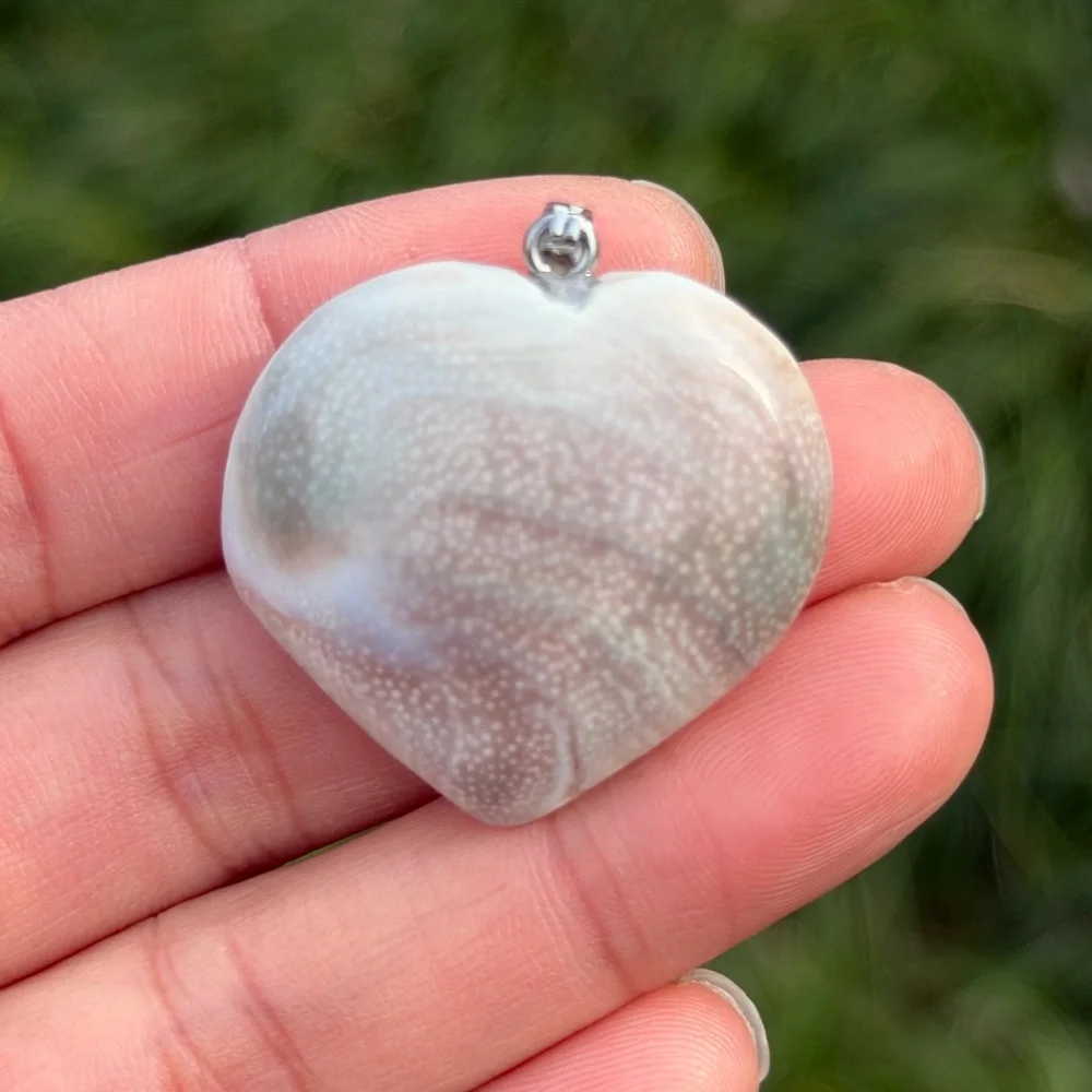 Stainless steel natural Shiva eye‎ heart pendant 1001